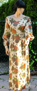 1960's Handmade Empire Waist Floral Maxi Dress