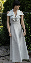 1960's Handmade Silver Brocade Gown