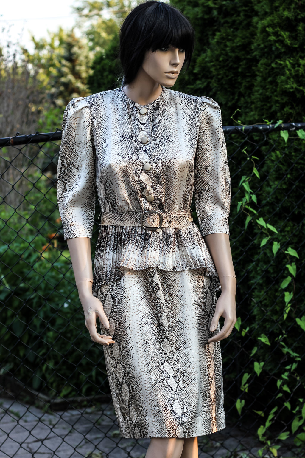 Early 1970's Nu-Mode Snakeskin Patterned Dress