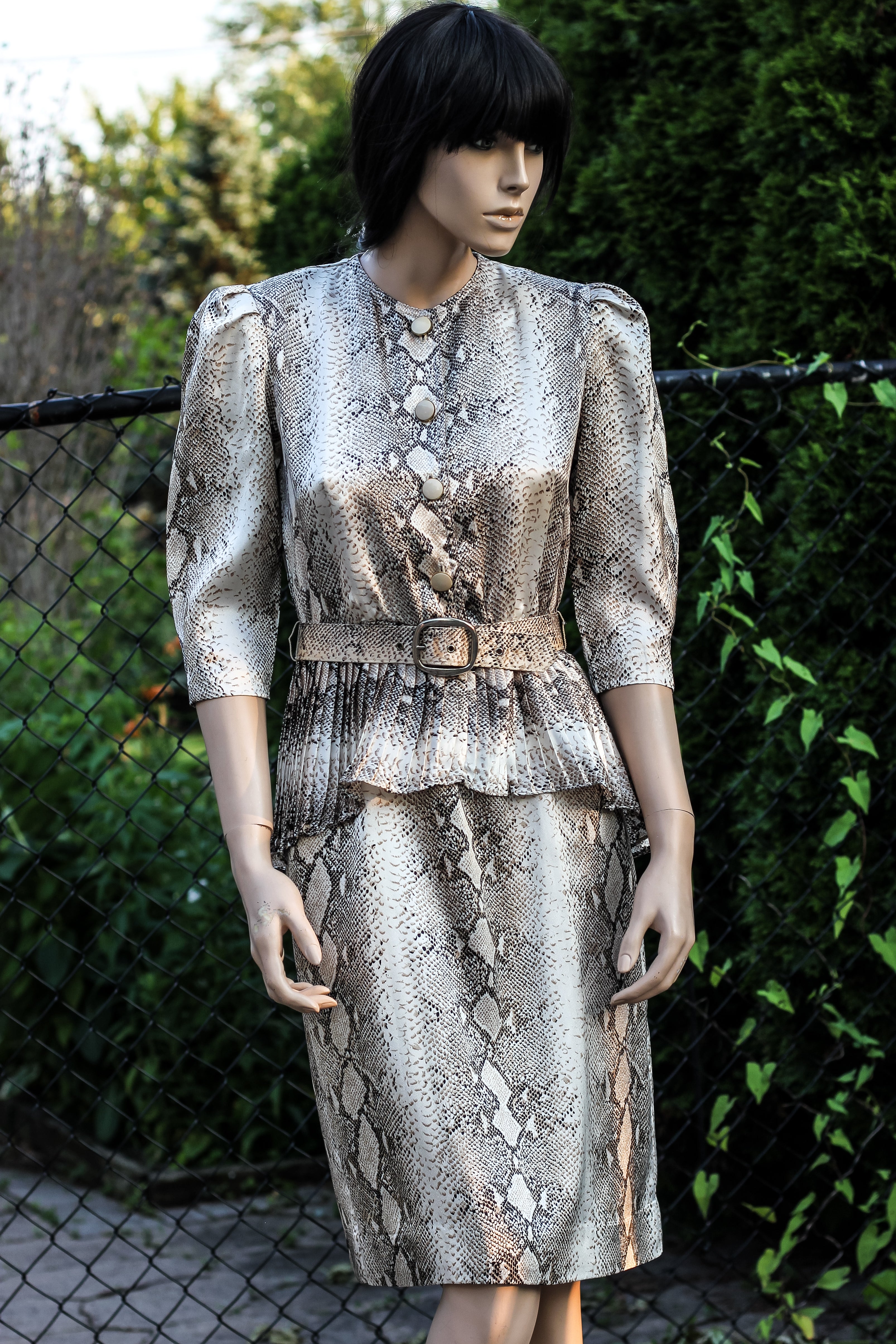 Early 1970's Nu-Mode Snakeskin Patterned Dress