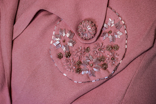 1940's Handmade Pink Rayon Crepe Dress