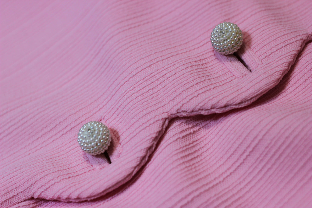 1960's Pink Ribbed Polyester Mod Dress