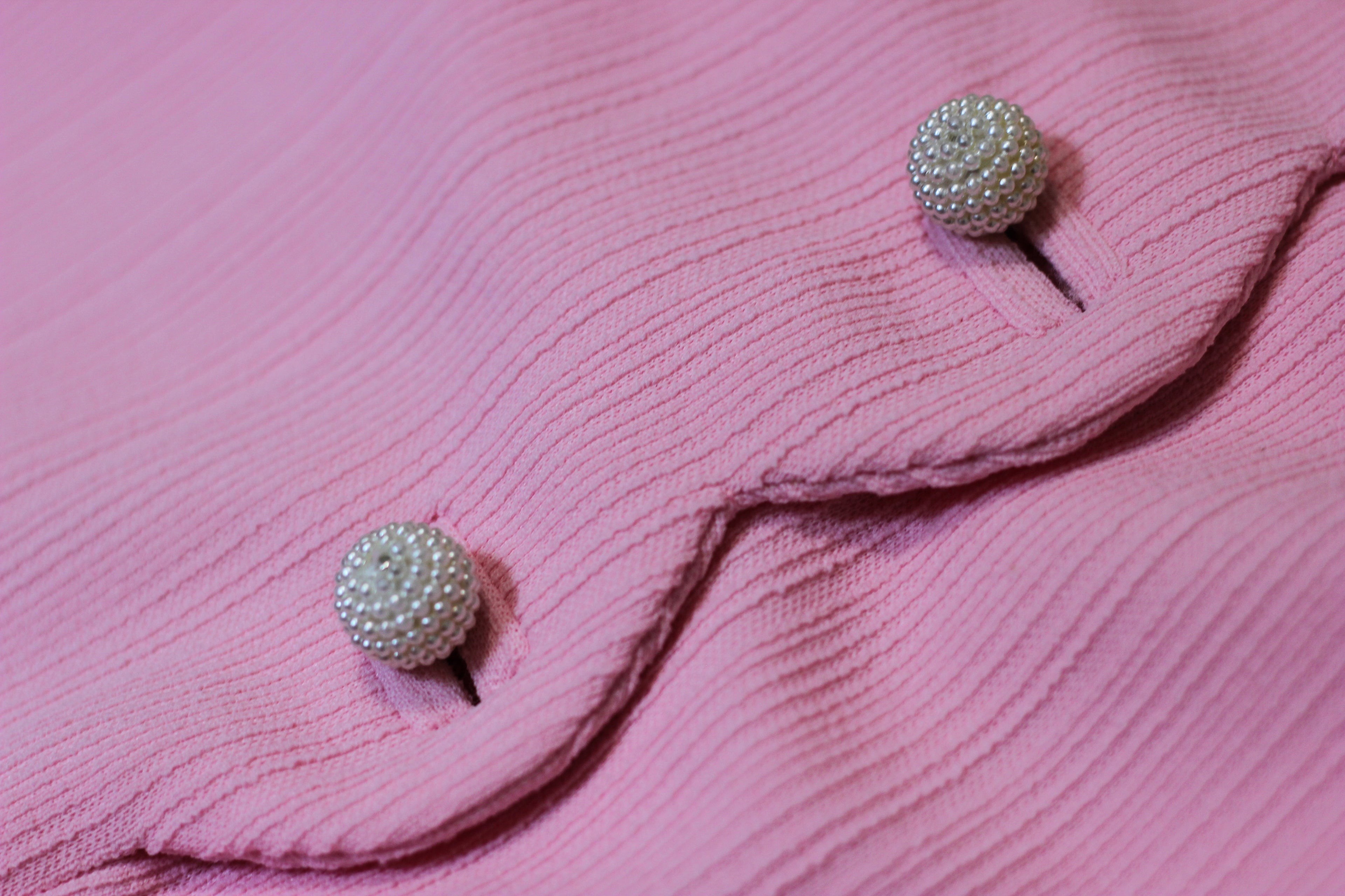1960's Pink Ribbed Polyester Mod Dress
