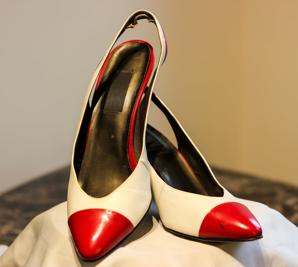 1980's Jamin Brand Leather Slingback Heels