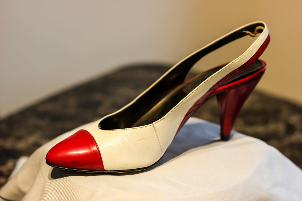 1980's Jamin Brand Leather Slingback Heels