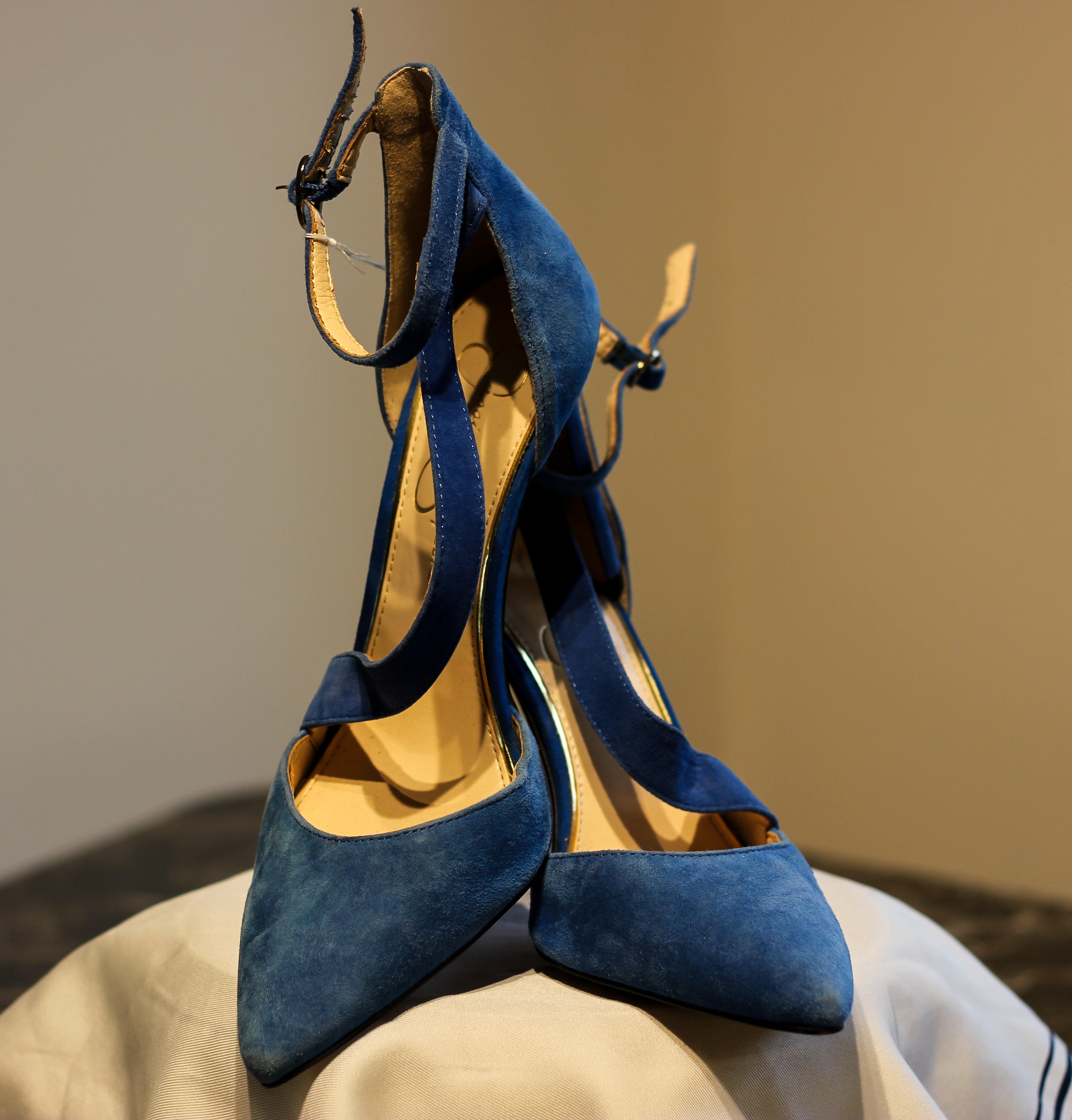 Jessica Simpson Wynnley Blue Suede Strappy Stiletto