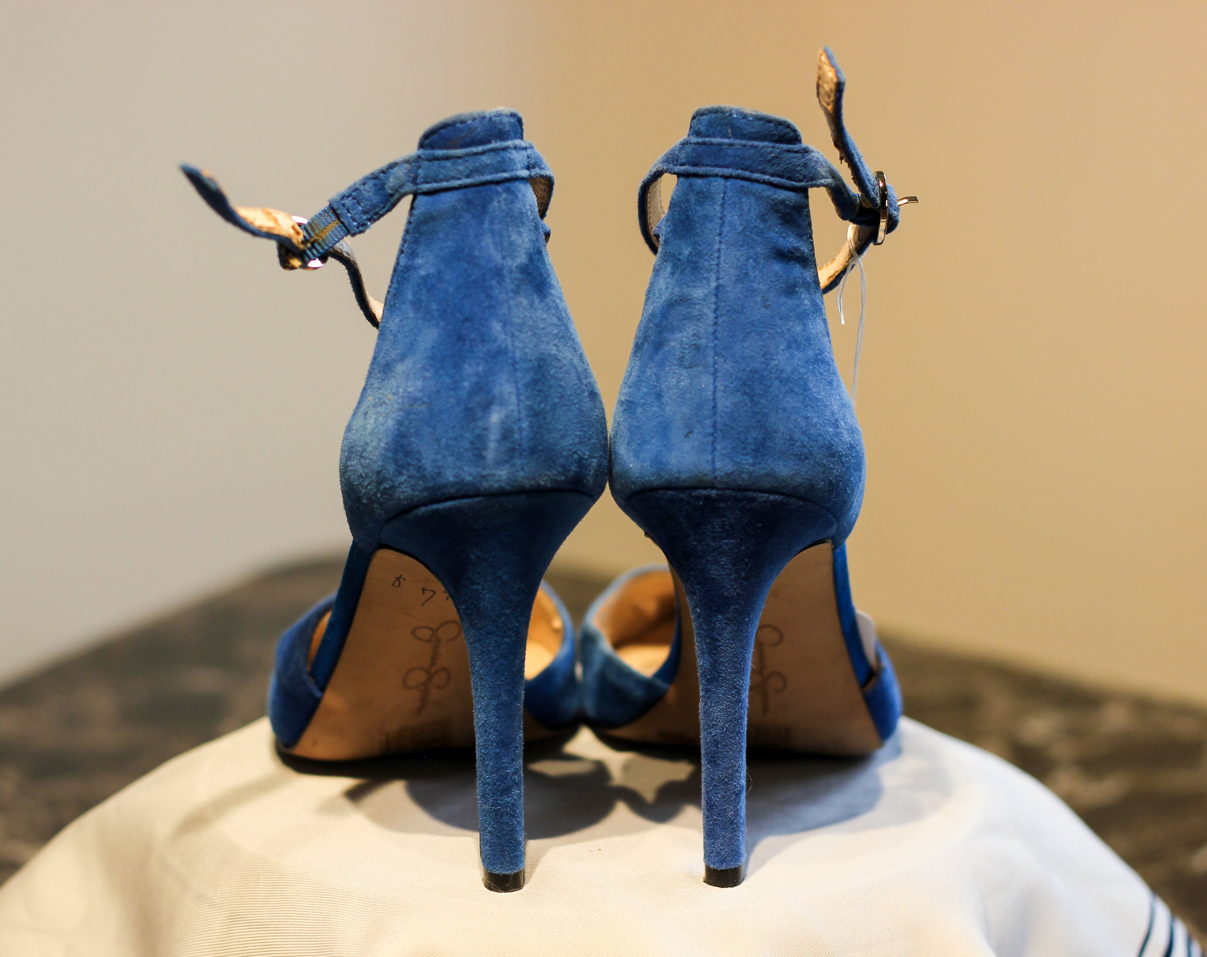 Jessica Simpson Wynnley Blue Suede Strappy Stiletto
