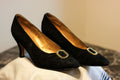 1980's "Make Up" Black Suede Heels