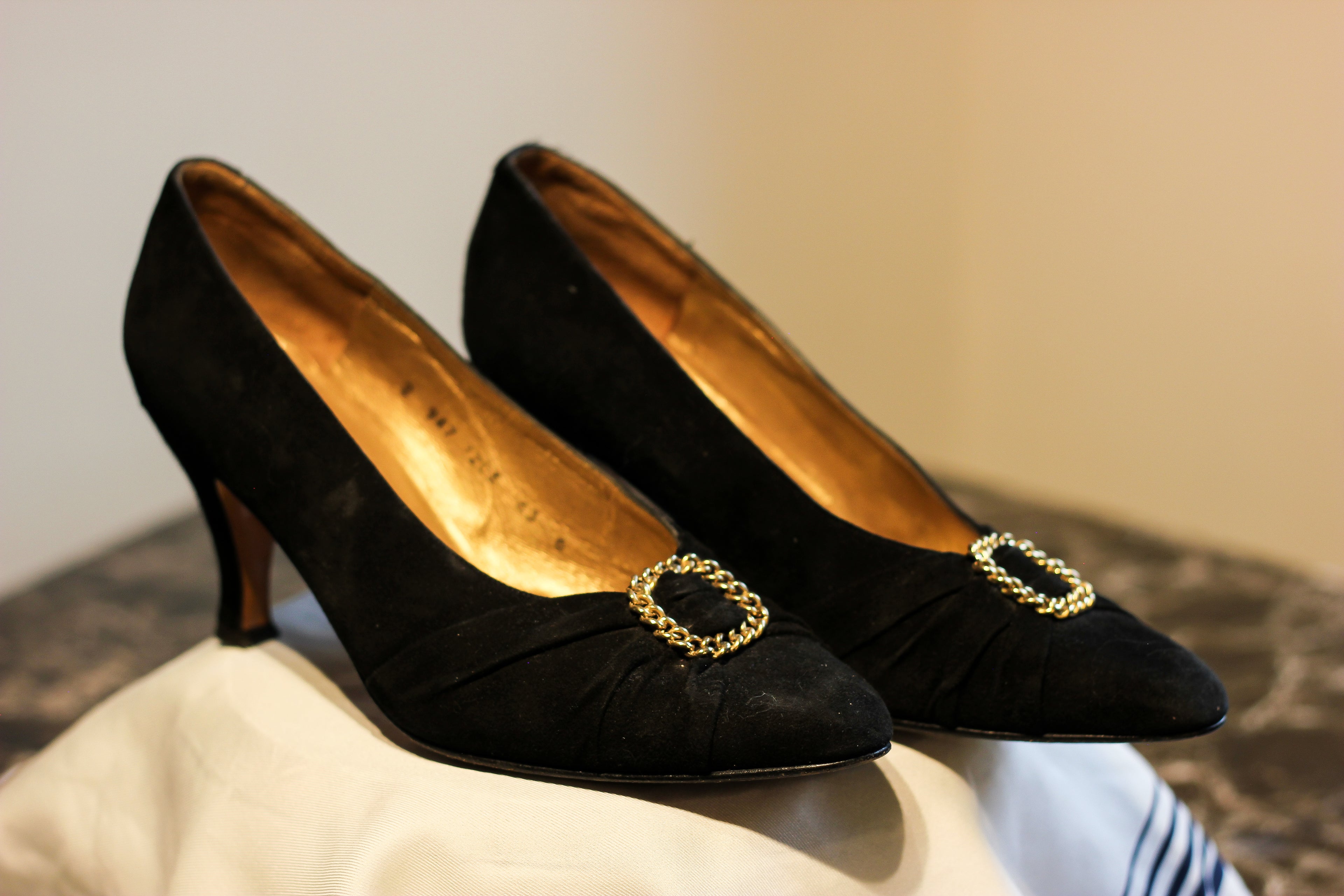1980's "Make Up" Black Suede Heels