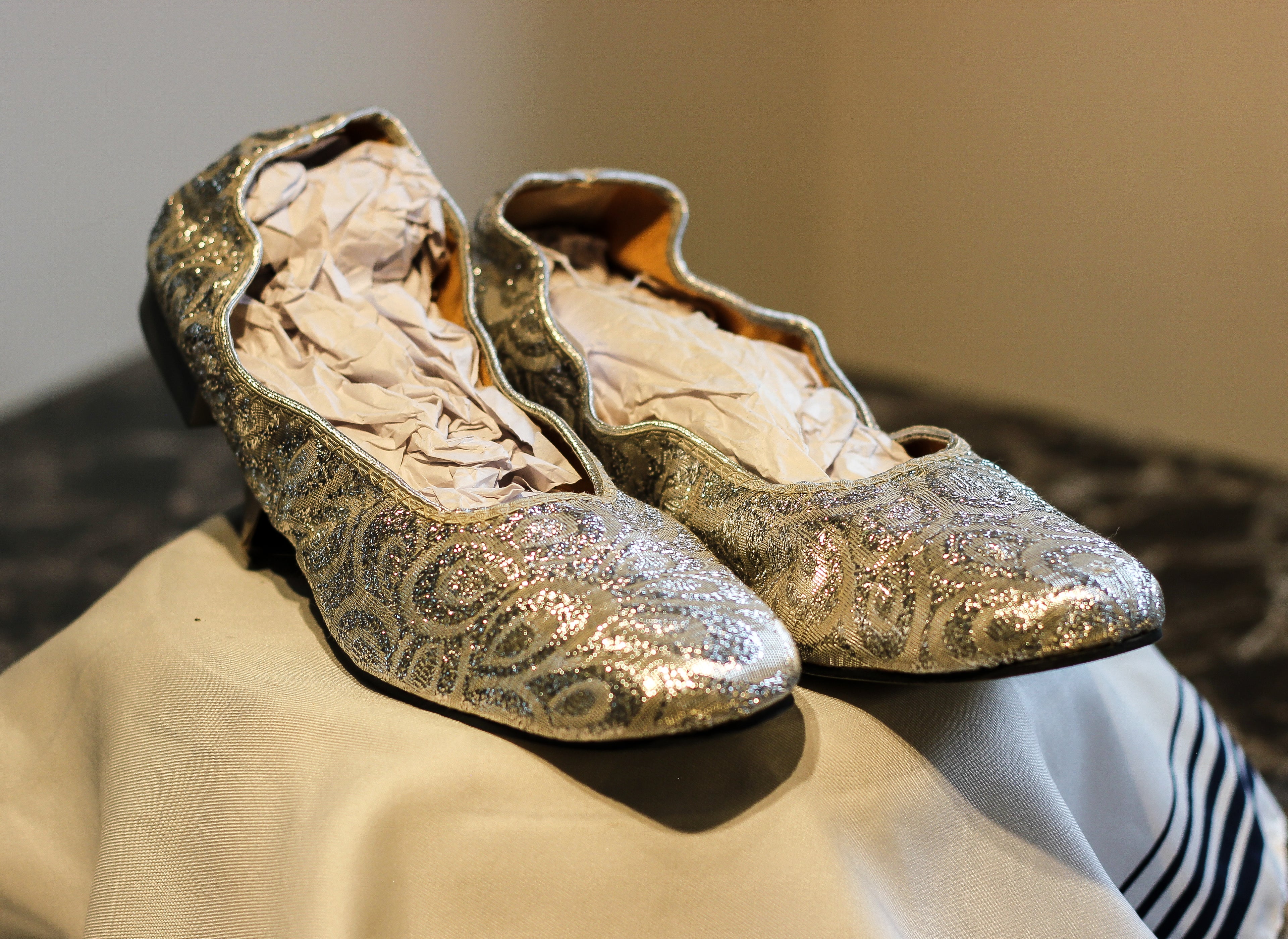 1960's Handmade Silver Brocade Ballet Flats
