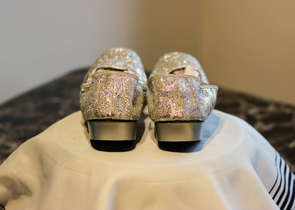 1960's Handmade Silver Brocade Ballet Flats