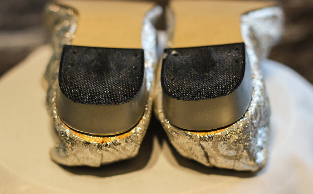 1960's Handmade Silver Brocade Ballet Flats