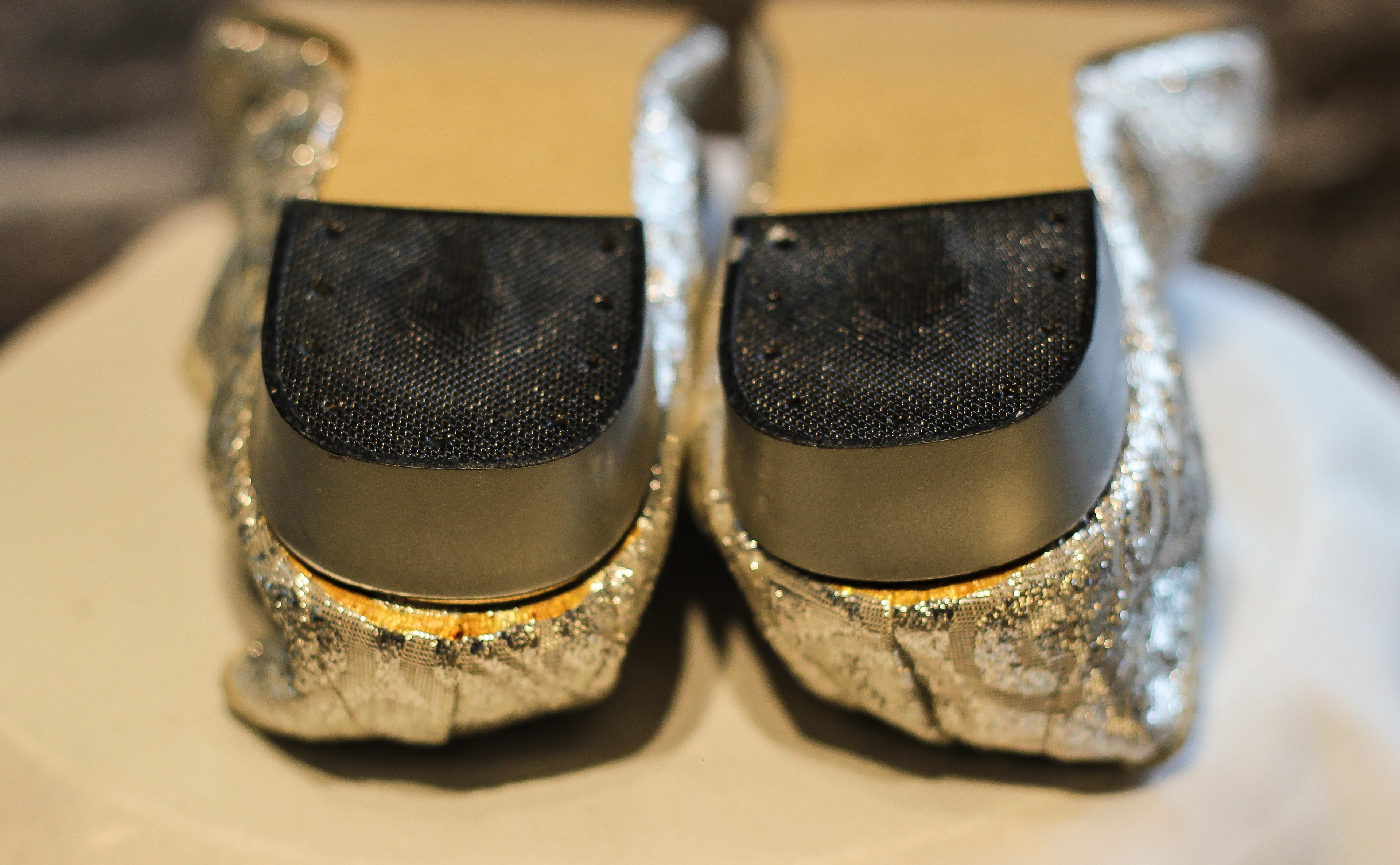1960's Handmade Silver Brocade Ballet Flats