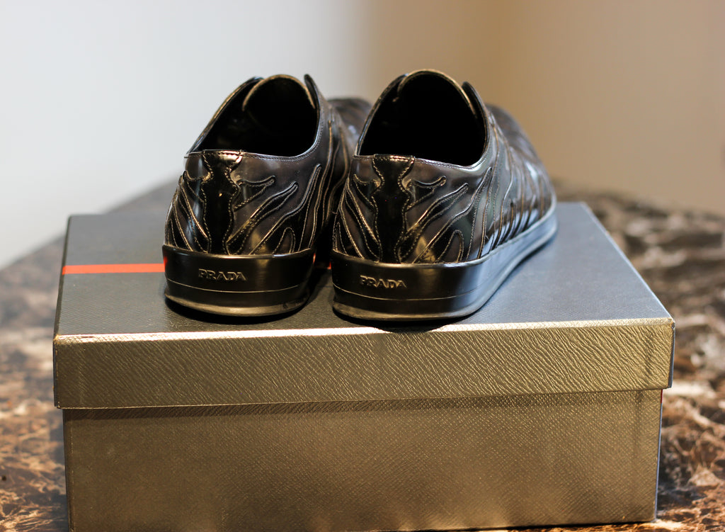 Men's Prada Flame-Motif Leather Loafer