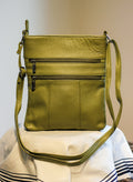 Y2K Olive Green Faux Leather Crossbody Bag