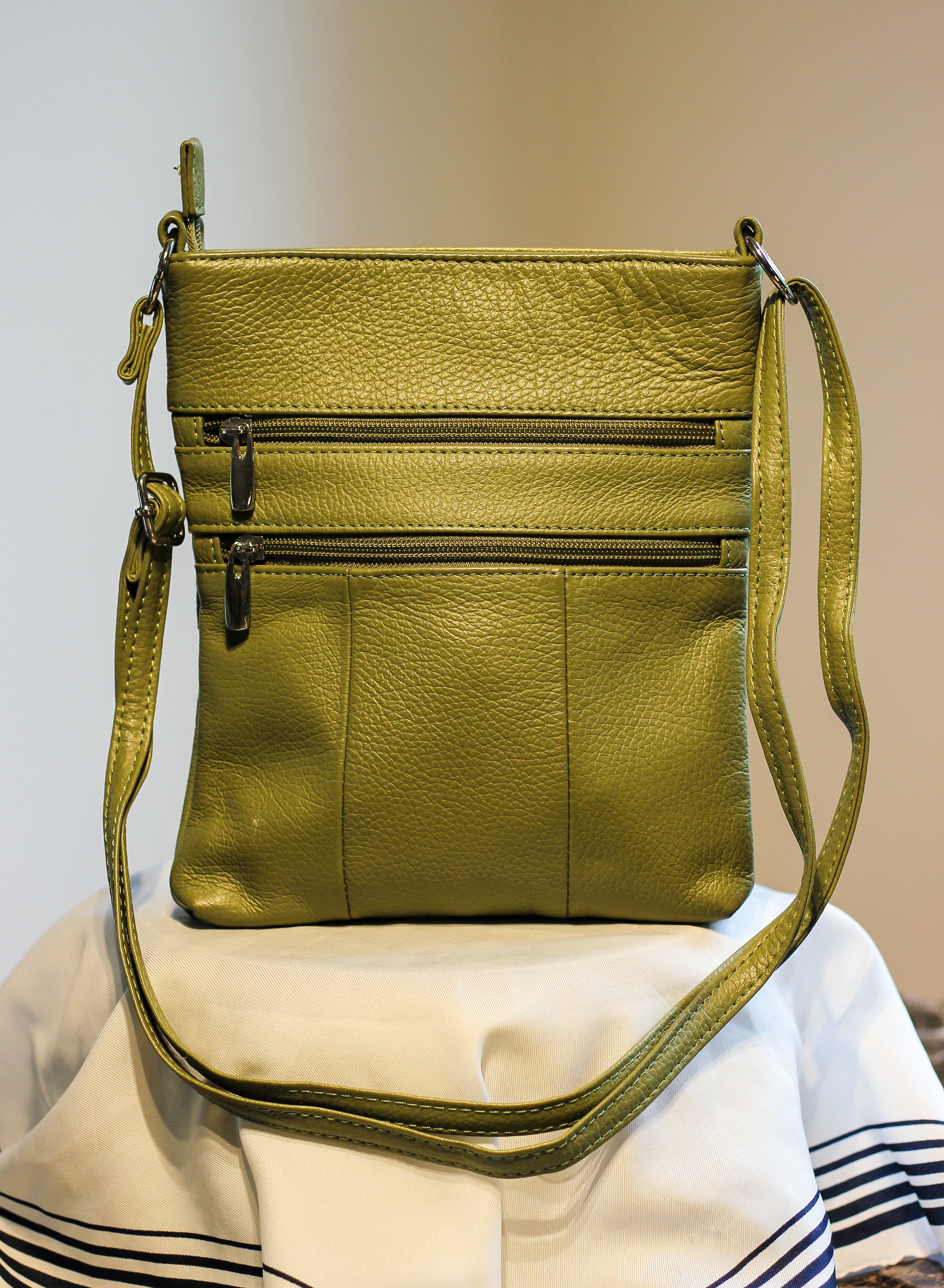 Y2K Olive Green Faux Leather Crossbody Bag