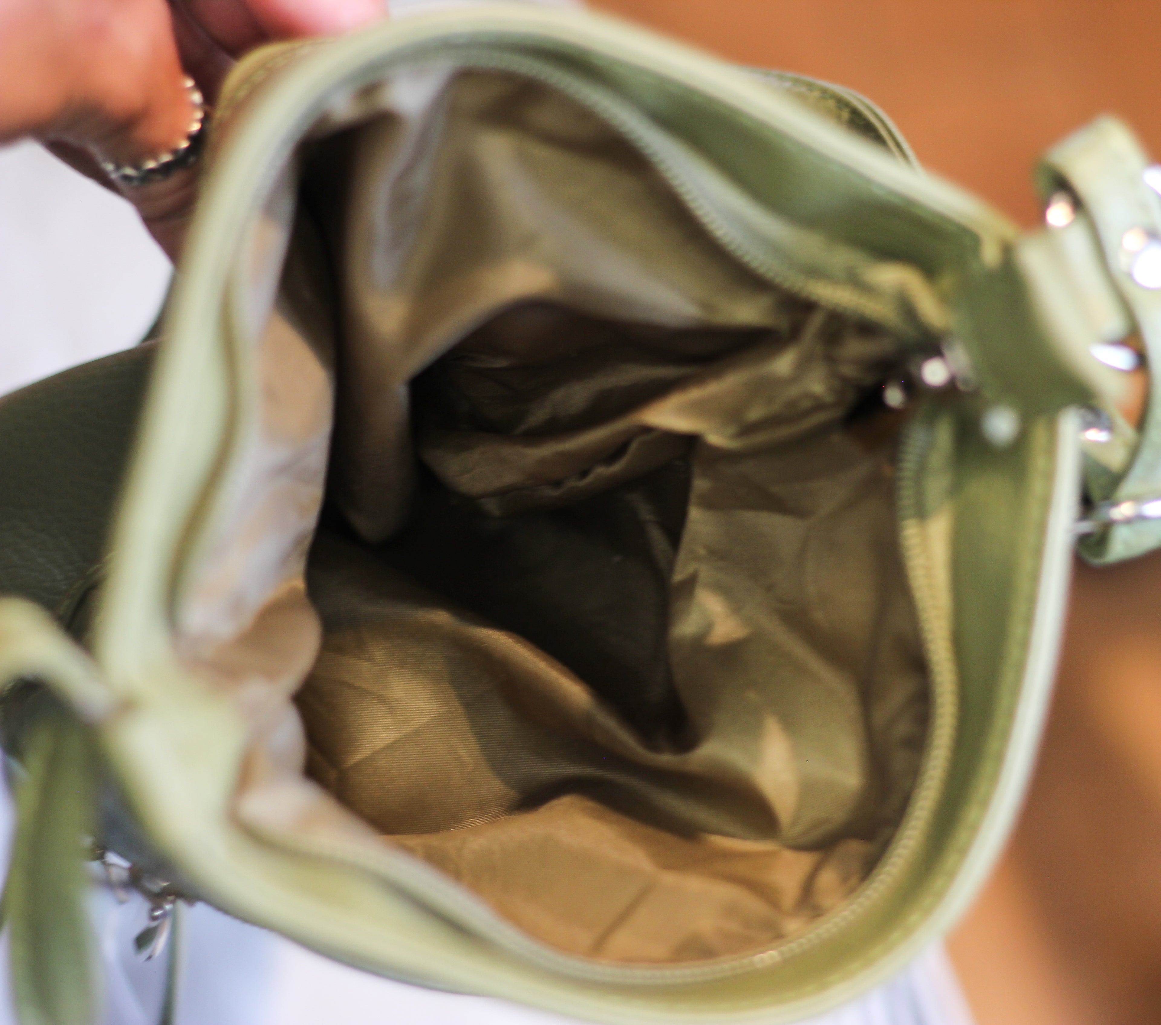 Y2K Olive Green Faux Leather Crossbody Bag
