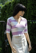 1970's Striped Collared Knitted Top