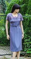 1940's Rayon Dress with Lace Accents