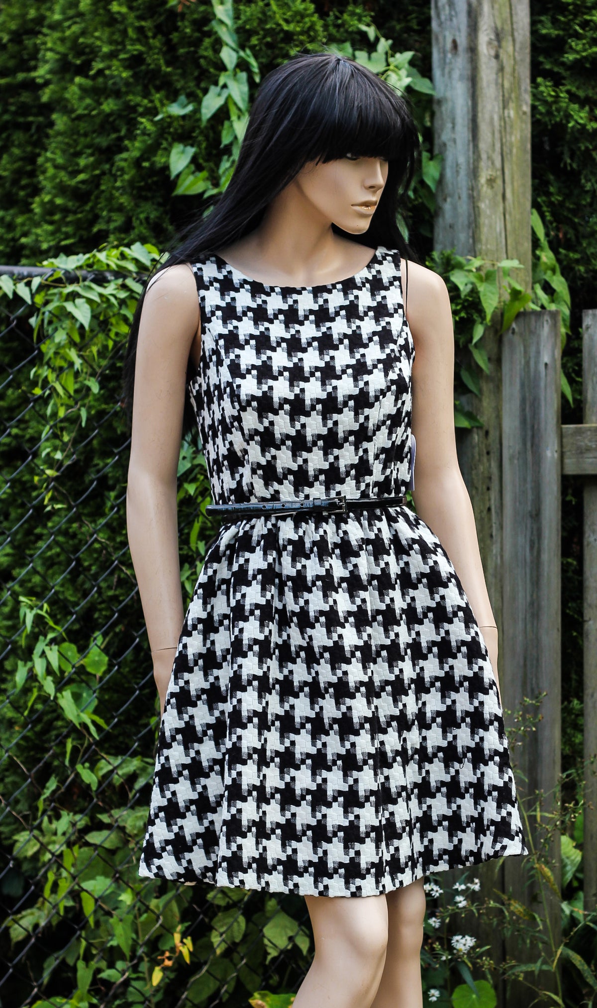 Brand New (with tags) "Jessica Simpson" Houndstooth Fit-and-Flare Dress