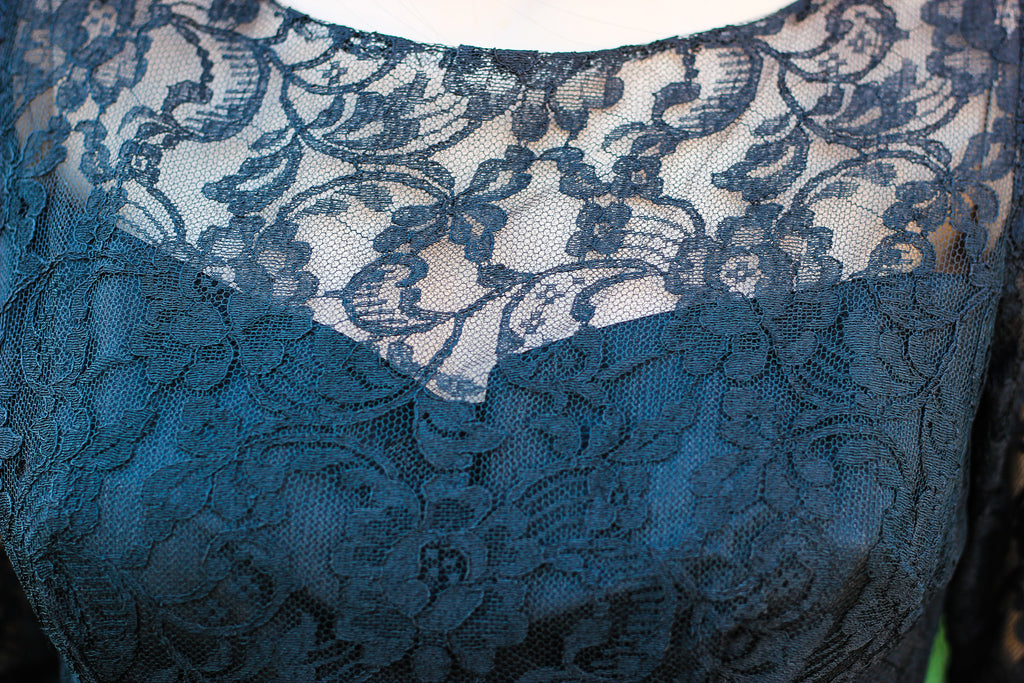 1950s Handmade Lace & Ruffle Cocktail Dress