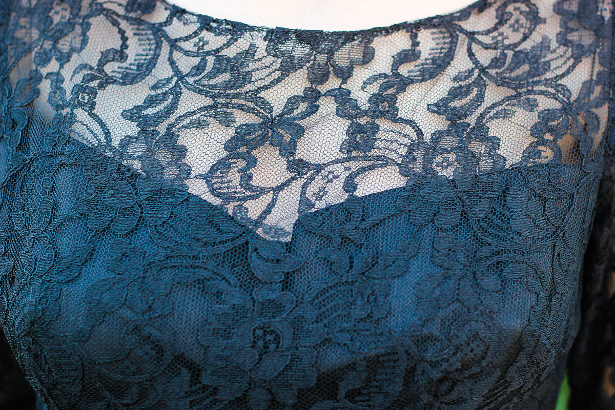 1950s Handmade Lace & Ruffle Cocktail Dress