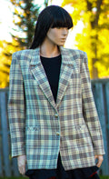 1980's "Alia" Gray Plaid Blazer