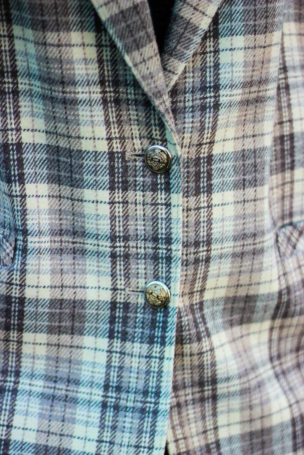 1980's "Alia" Gray Plaid Blazer