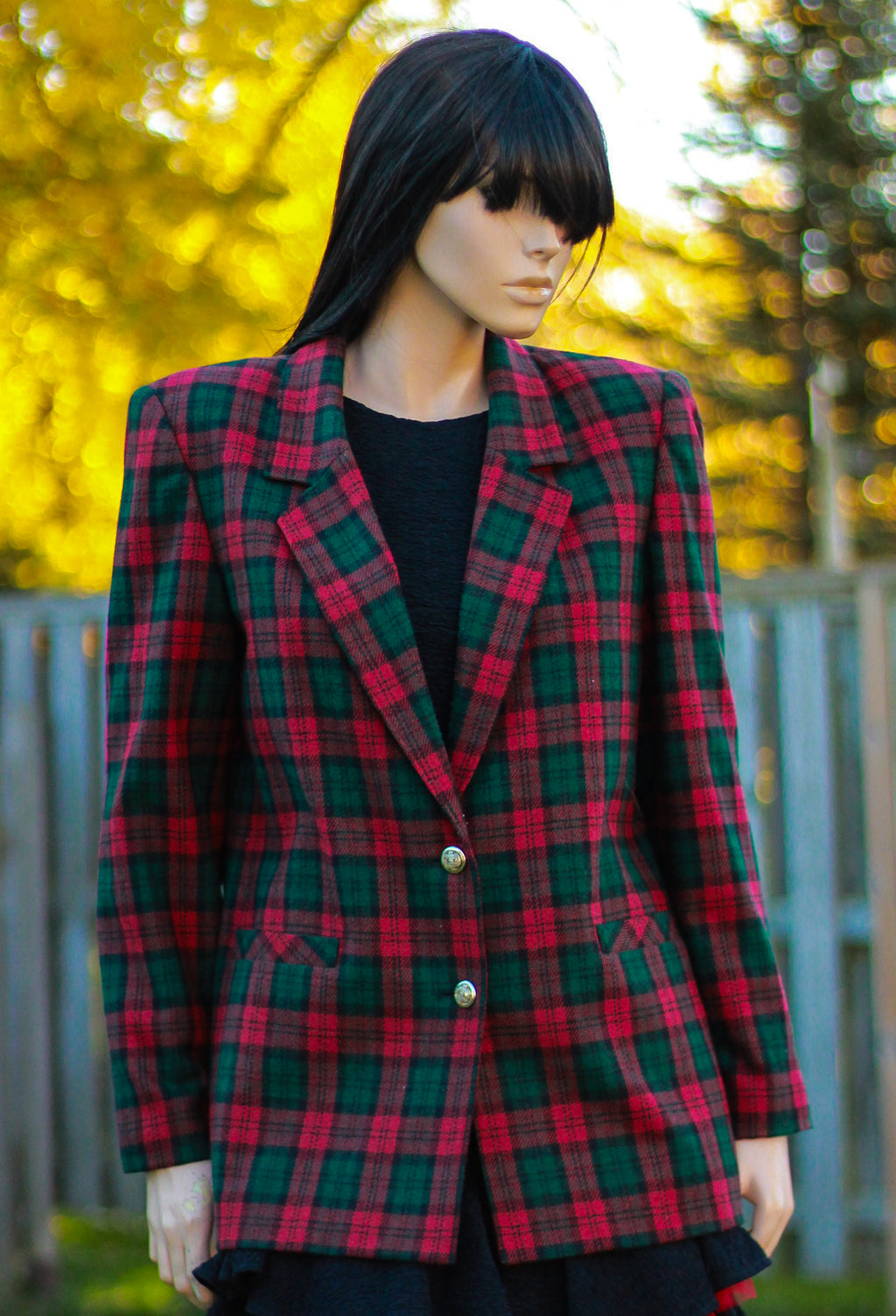 1980's "Alia" Christmas Plaid Blazer
