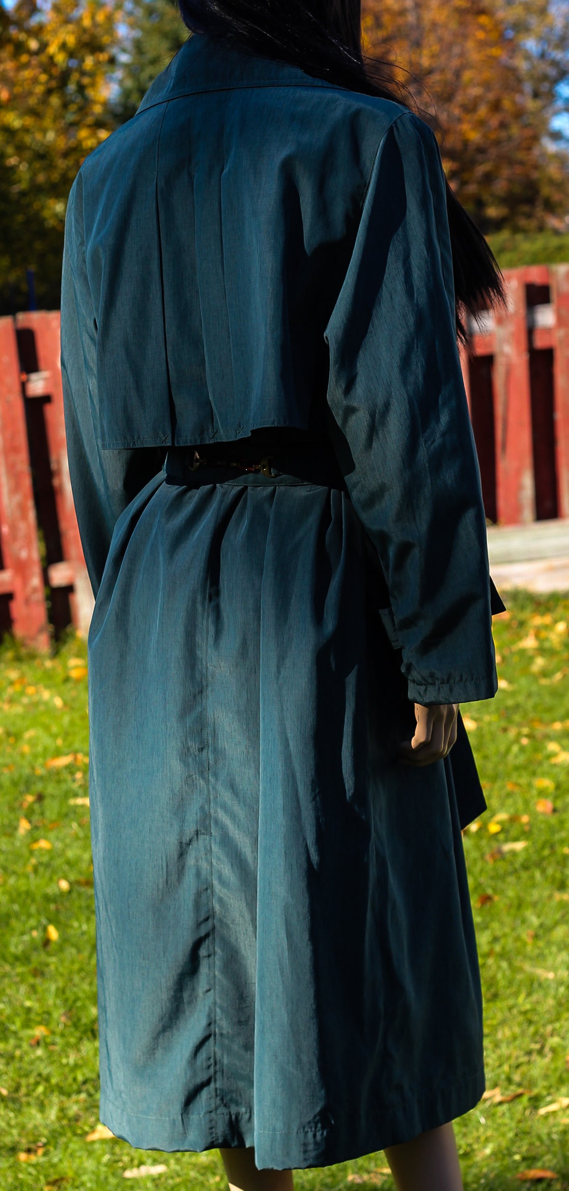 1990s Fen-nelli Sage Double-Breasted Trench Coat