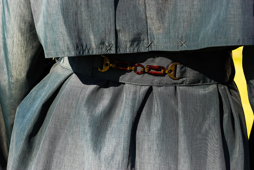 1990s Fen-nelli Sage Double-Breasted Trench Coat
