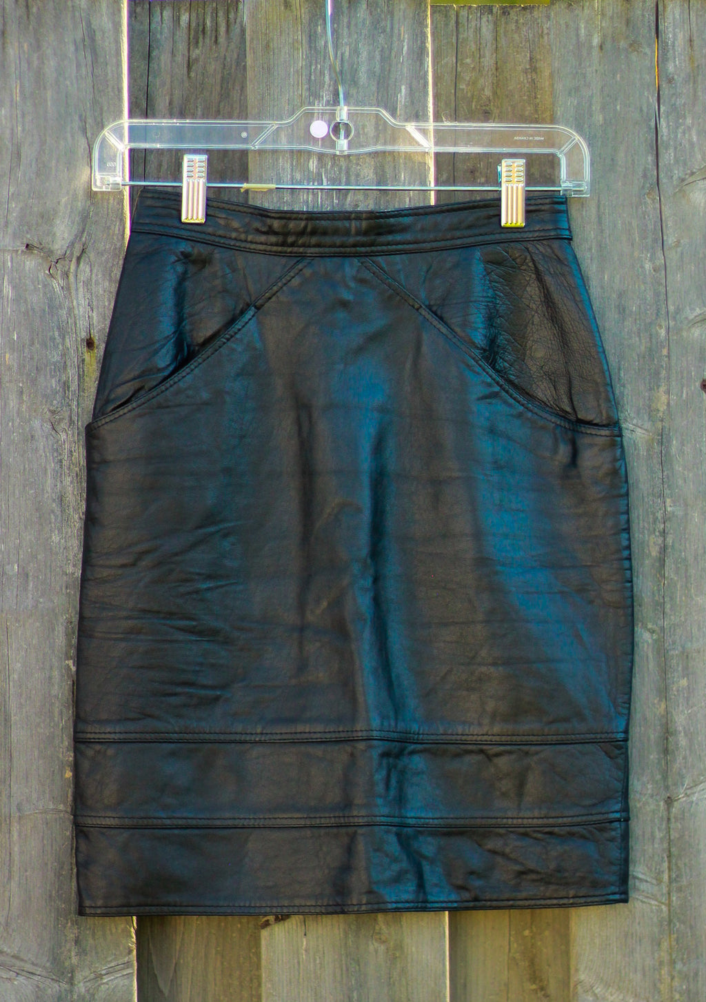 1980s Leather Mini Skirt with Geometric Panelling