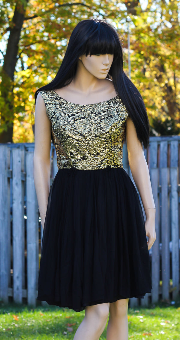 1950's Gold Brocade Cocktail Dress