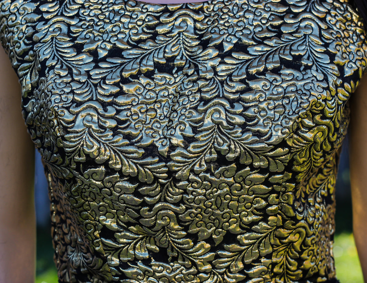1950's Gold Brocade Cocktail Dress